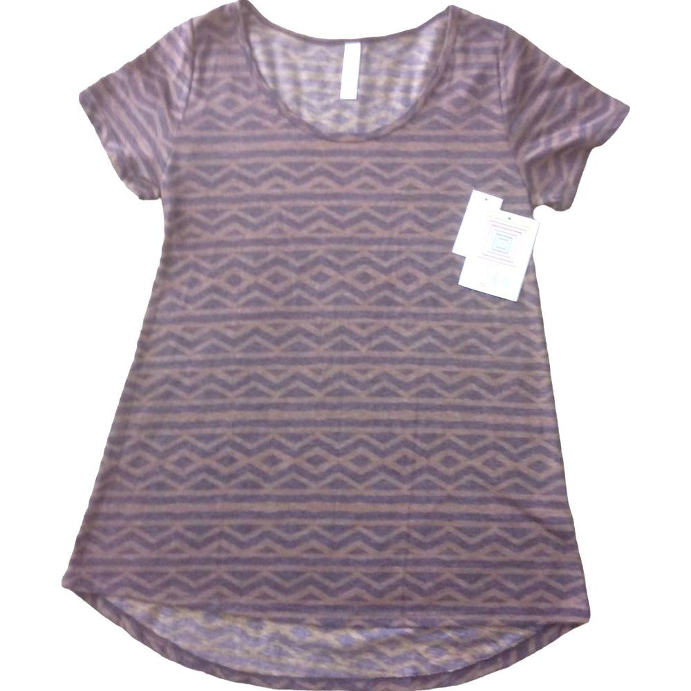 LuLaRoe Women's XS Brown Blue Tribal Hi-Low Short Sleeve Stretch T-Shirt NWT